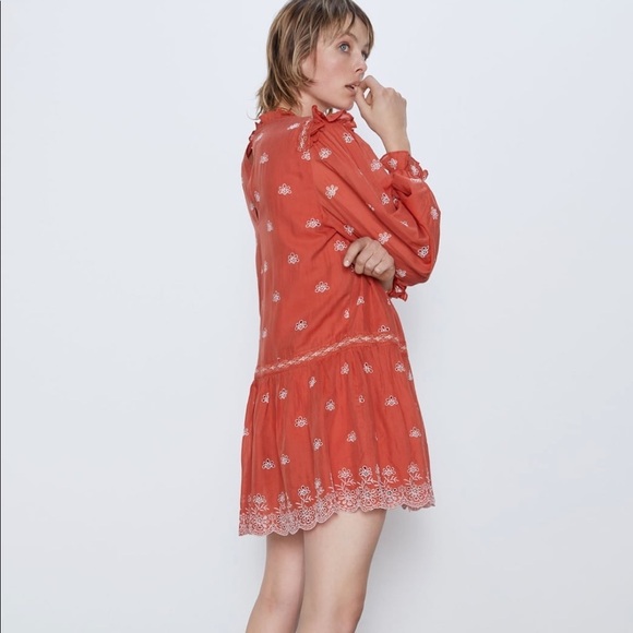 ZARA BNWT Openwork Embroidered Dress - Picture 4 of 11